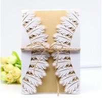 Beautiful White Feather Invitation Card Wedding Card Laser Greeting Card